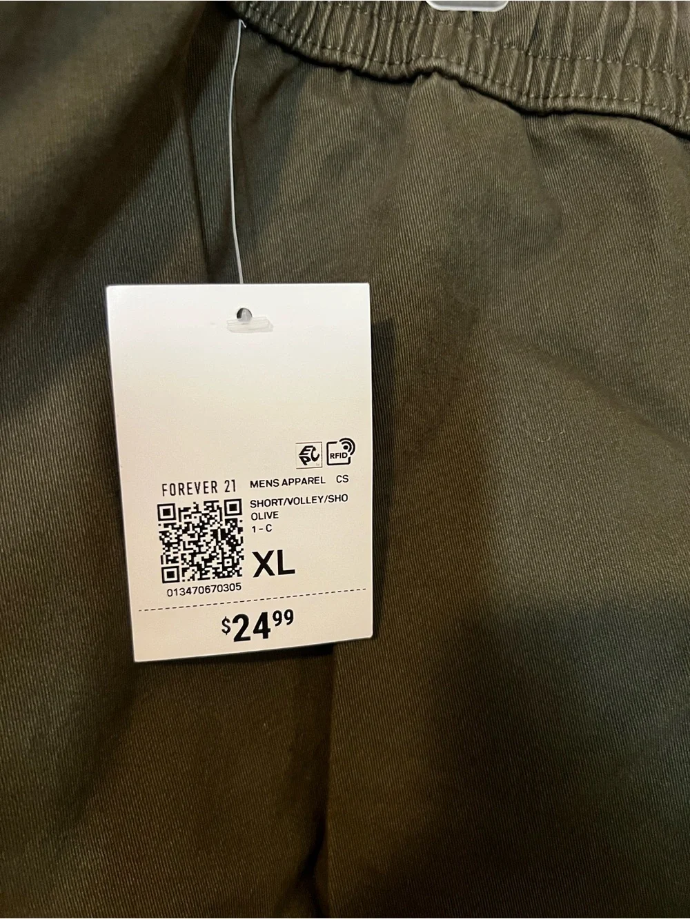 Forever 21 Men's Olive Drawstring Athletic Shorts